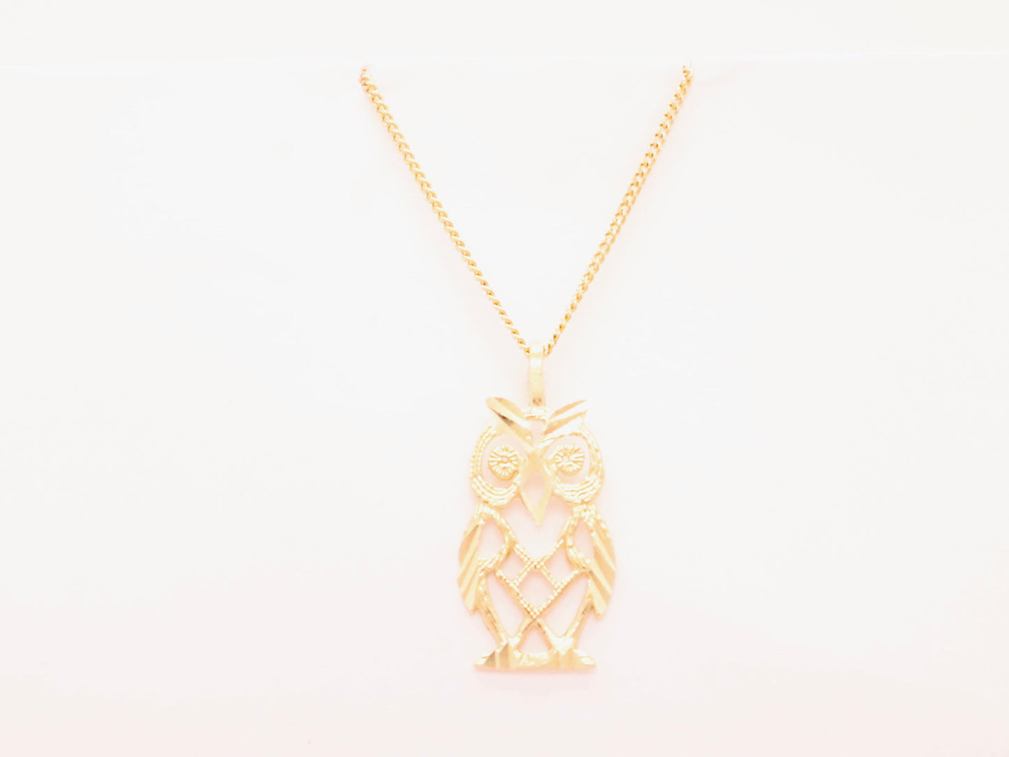 14k Gold Owl Necklace Pendant