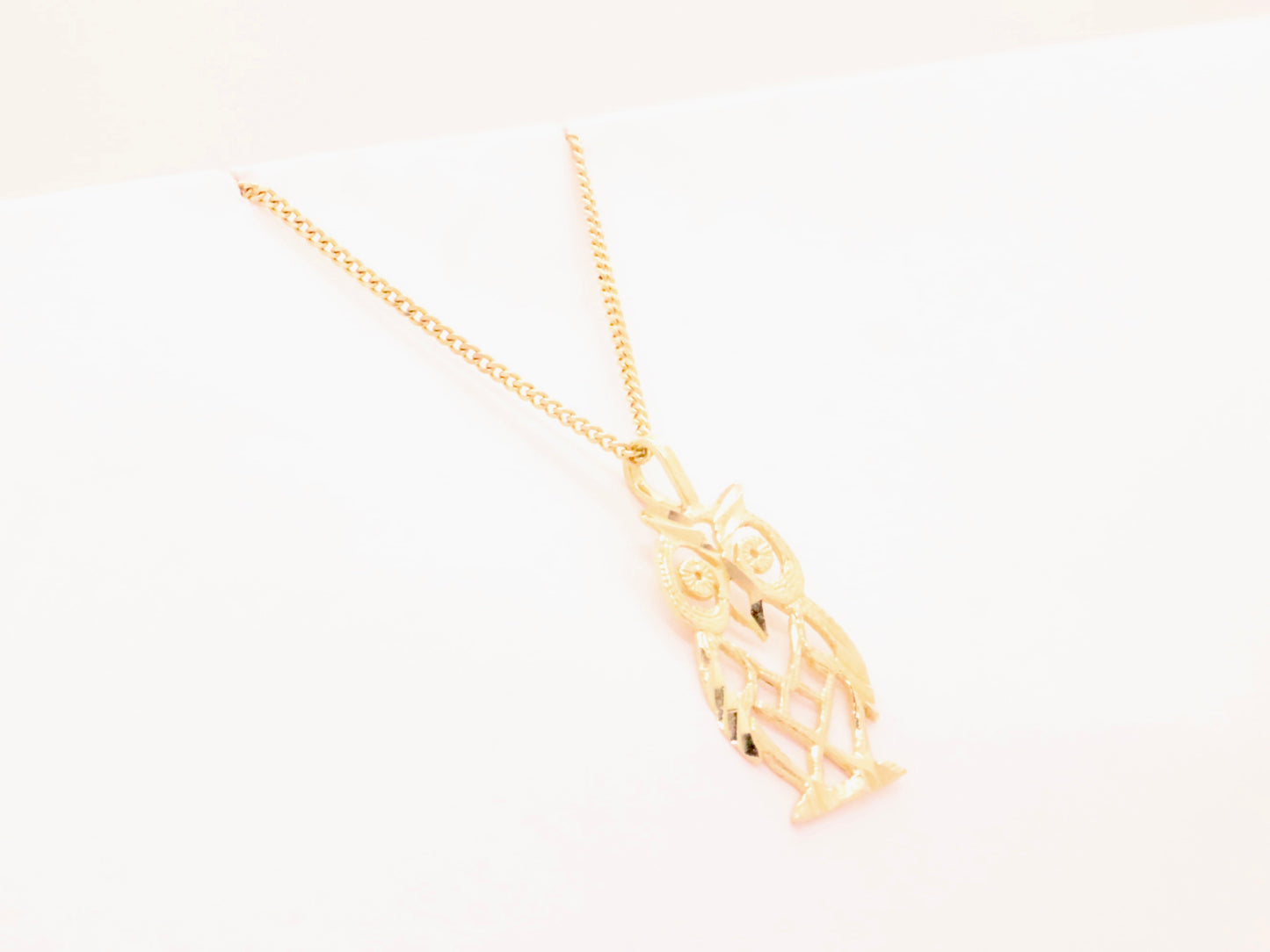 14k Gold Owl Necklace Pendant