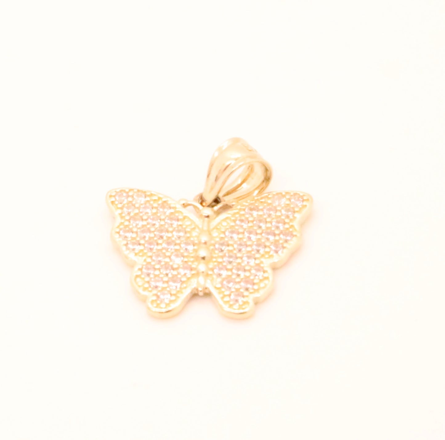 14k Gold Butterfly Pendant Iced Out